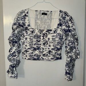 Kourt Smocked Square Neck Long Sleeve Top